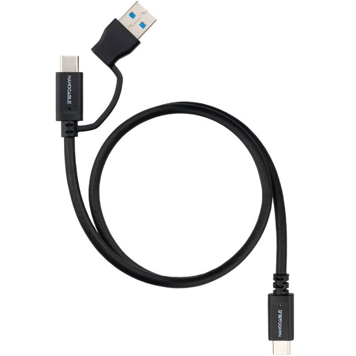 Nanocable Cable USB-C 3.2 Gen2 con Cabezal Intercambiable USB-C/USB-A a USB-C, 0.5 m, Negro Nanocable Cable USB-C 3.2 Gen2 con Cabezal Intercambiable USB-C/USB-A a USB-C, 0.5 m, Negro